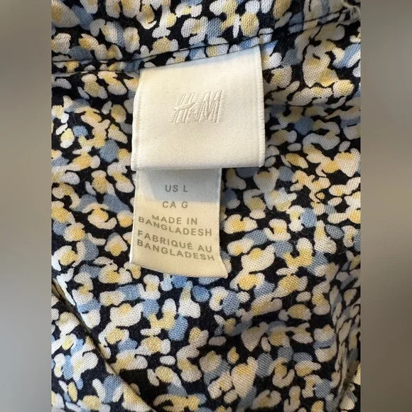 H&M tunic long sleeve blue and yellow pattern top - Picture 5 of 6